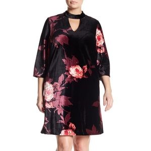 Sandra Darren Velour Floral Choker Dress Size 20W Velour Velvet Whimsigoth